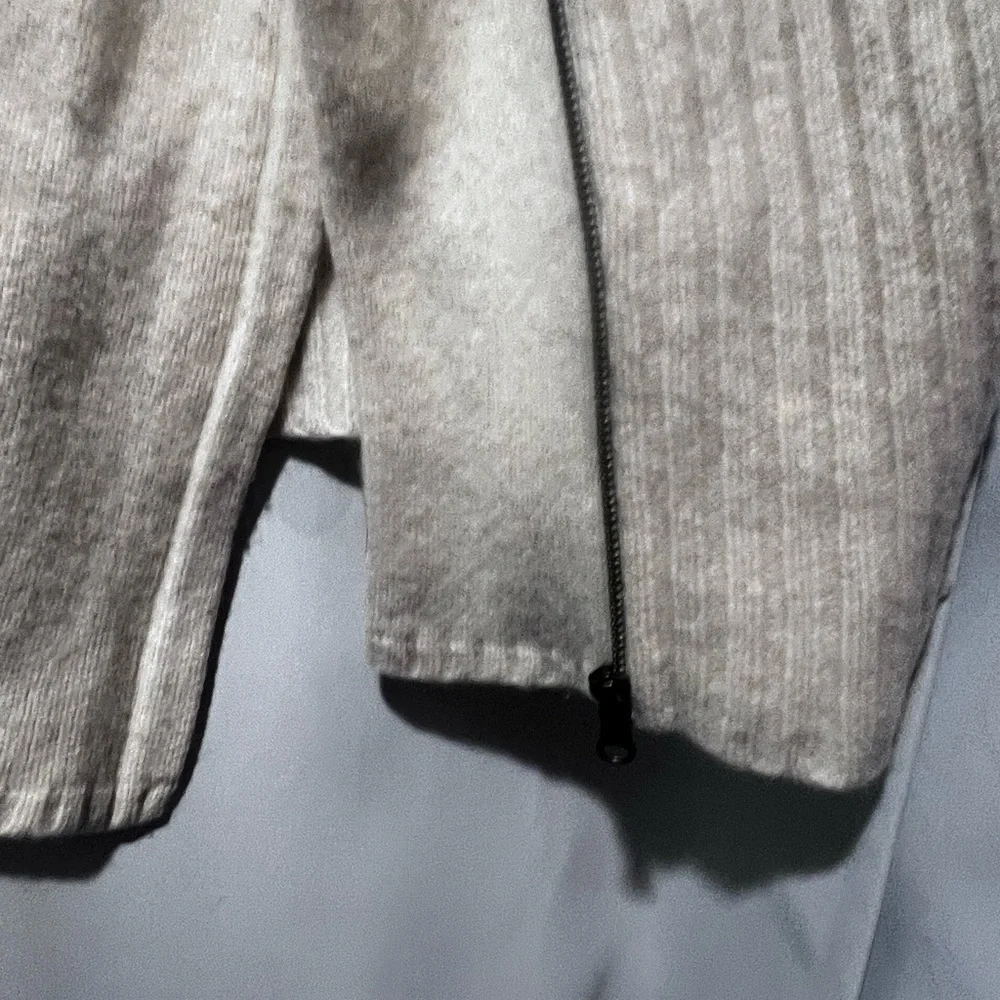Lauren Ralph Lauren 100% Lambswool Ribbed Zip Sweater Jacket Medium Cream - Picture 6 of 8
